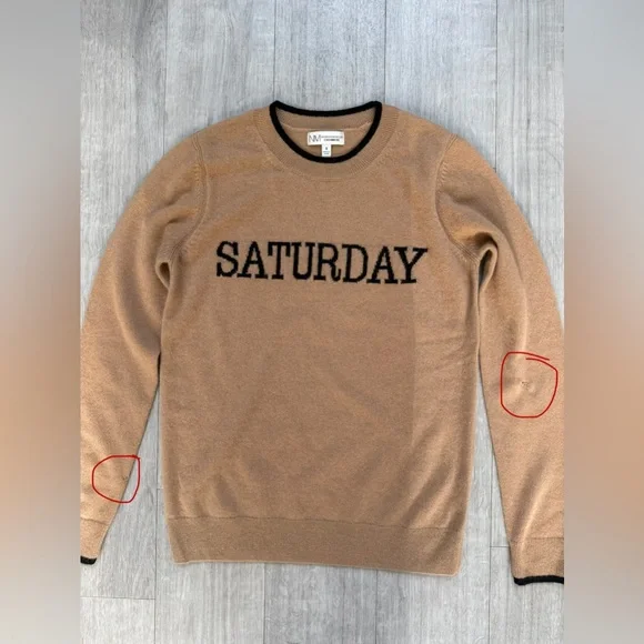 Vintage Neiman Marcus 100% Cashmere "Saturday" Cream Brown Sweater Size S (FLAW) - Picture 7 of 8